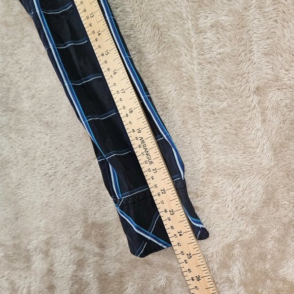 Diesel Shirt Pearl Snap Button-Down Pockets Mens Size M Black Blue Plaid Western - Picture 6 of 10